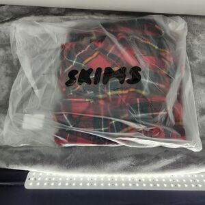 NWT SKIMS Medium Brick Red Holiday Plaid Flannel Pajama Set NWT